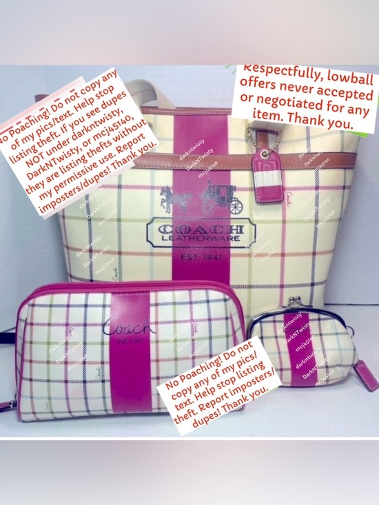 Coach Handbags - GREAT GIFT!! RARE Coach 3 piece Tote, cosmetic bag, change purse set PRICE FIRM